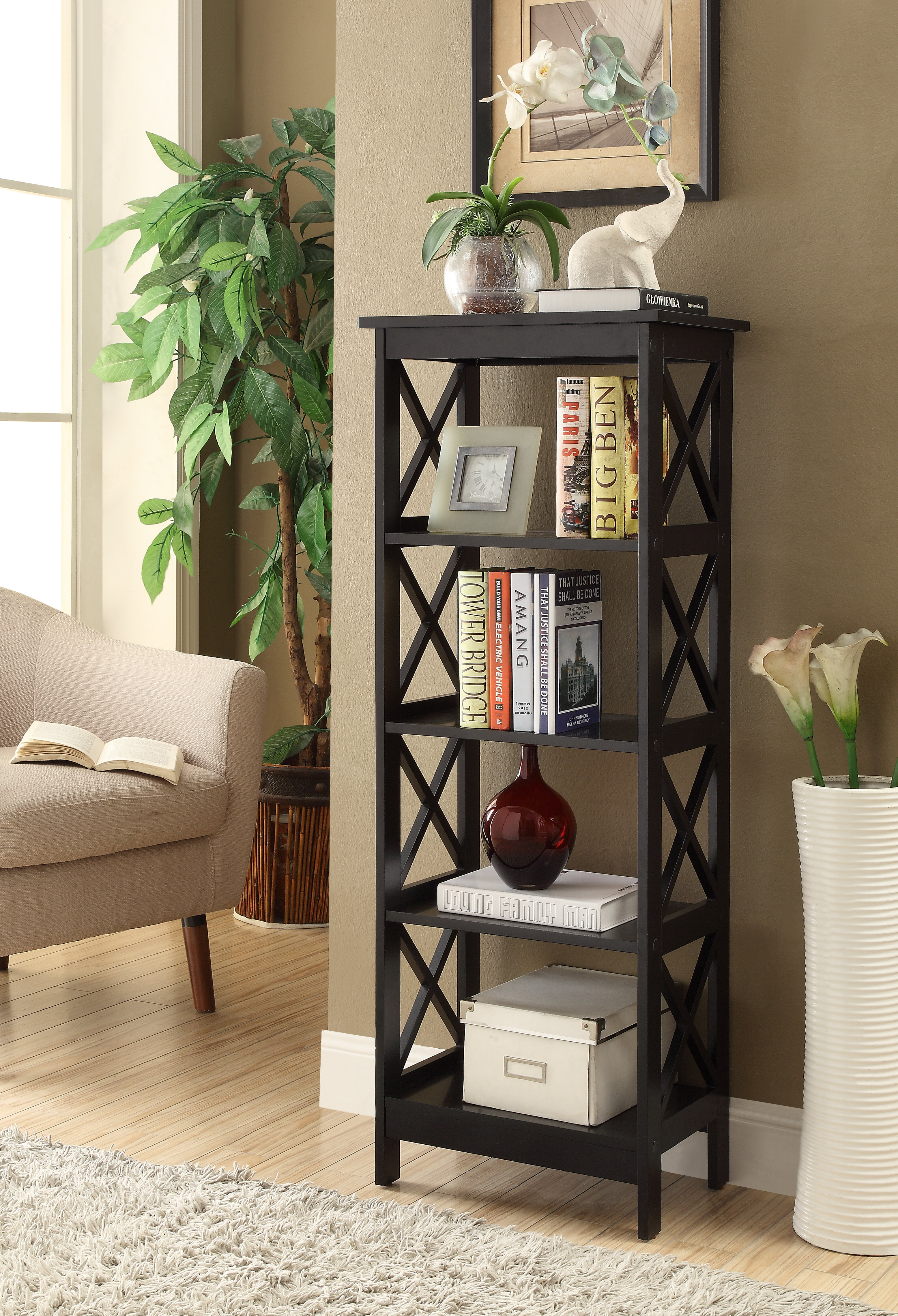 Breakwater Bay Traylor X Sided Narrow Etagere Bookcase Reviews
