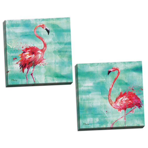 Bay Isle Home Watercolor Painterly Tropical Decor Flamingo 2