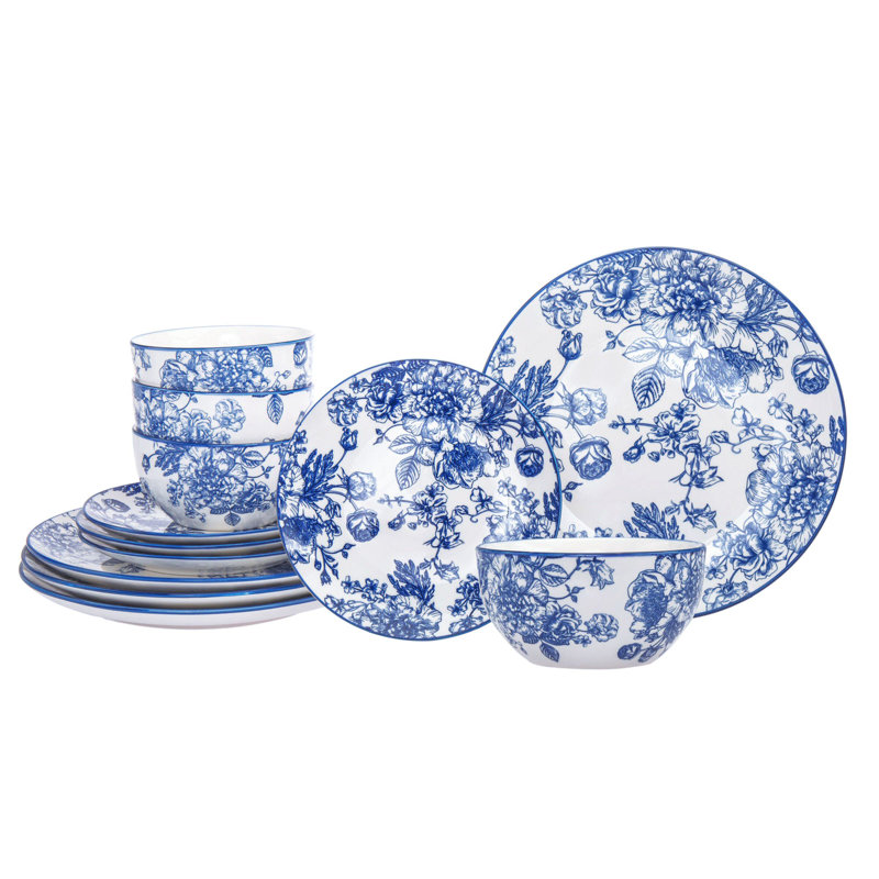 Victoria Godinger 12 Piece Dinnerware Set, Service for 4 Color: Blue