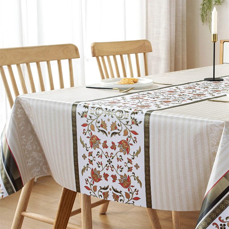 Jacquard Wipe Clean Dining Kitchen Table Cover Protector Vinyl Cloth