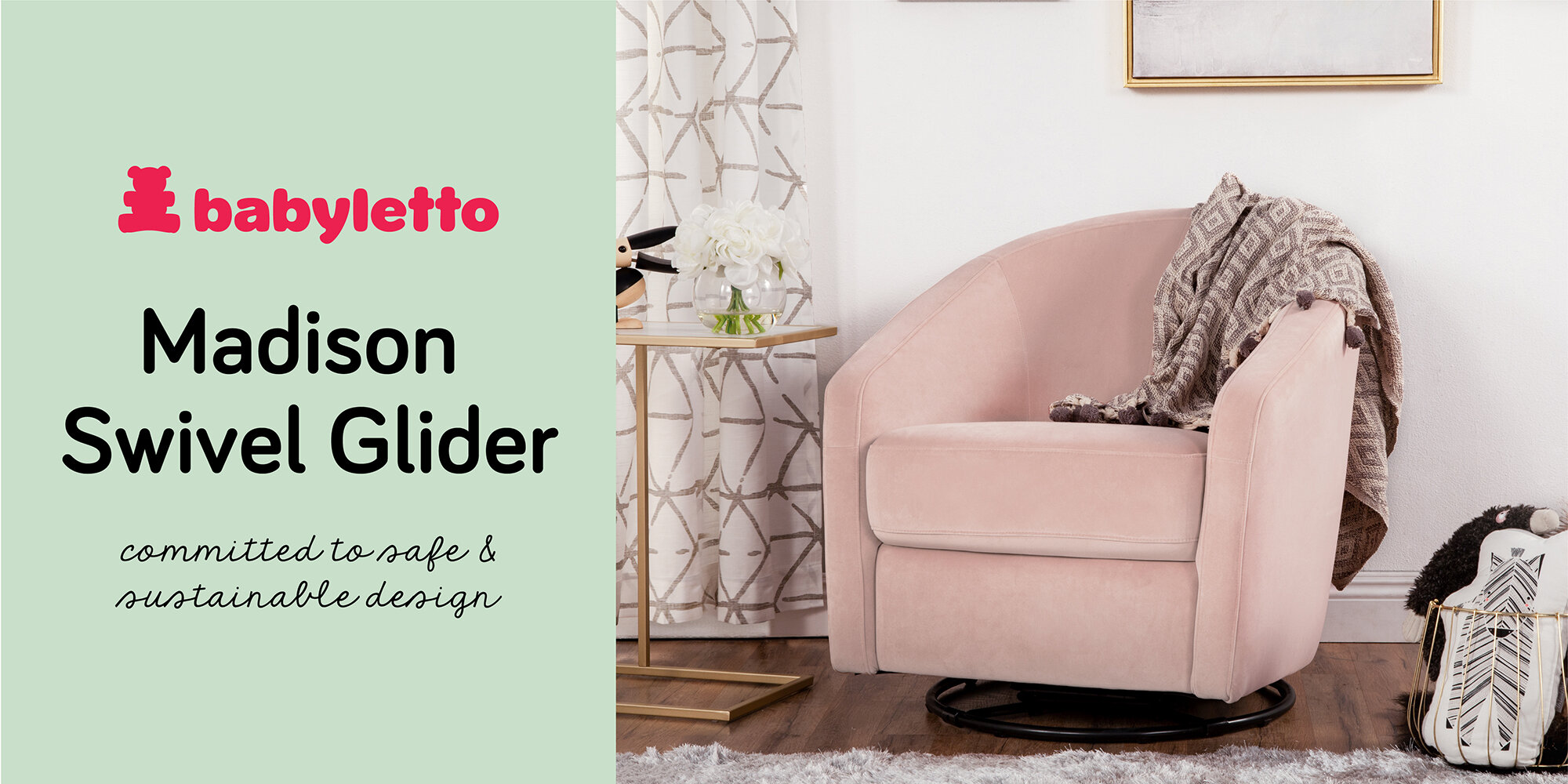 babyletto madison swivel glider pink