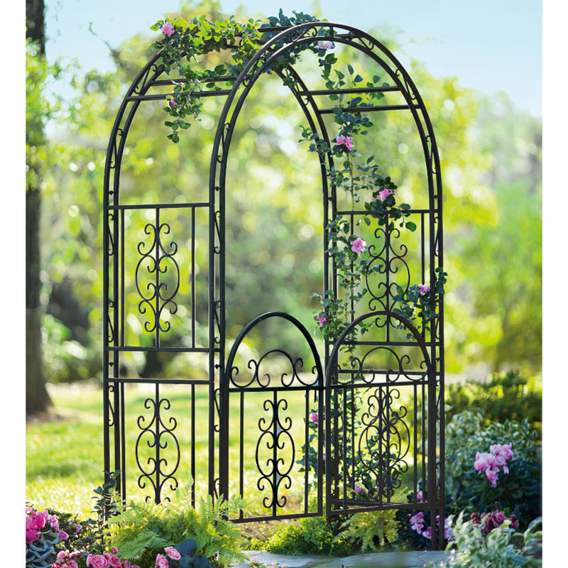 Montebello Iron Arbor with Gate Color: Brown