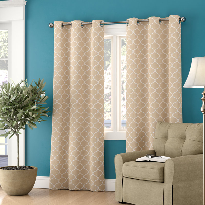 Red Barrel Studio Mortimer Geometric Semi Sheer Grommet Curtain