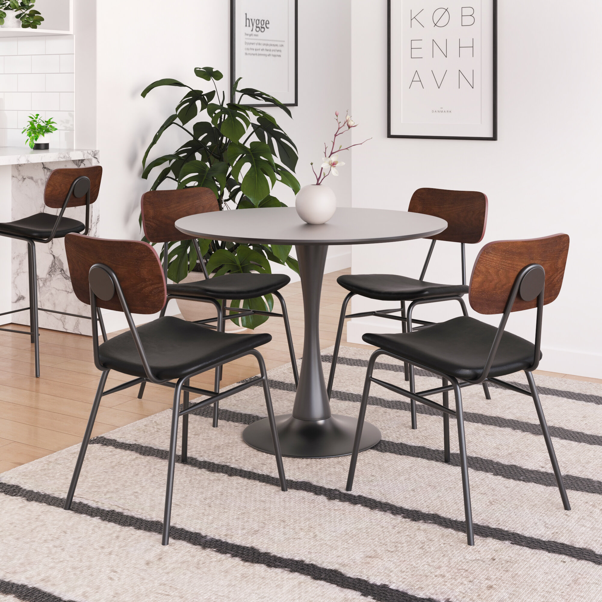 5 Piece Dining Set Round Table : Beautiful Transitional Style 54 Round Dark Brown Dining Table On A Rose Grass Base With Gray Upholstered Chairs Coaster 109240 / Whether you're looking for something modern, contemporary, retro, or classic, we have what you need for a great dining table and four chairs.