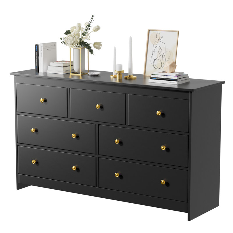 Chayanna 7 - Drawer Dresser Color: Black
