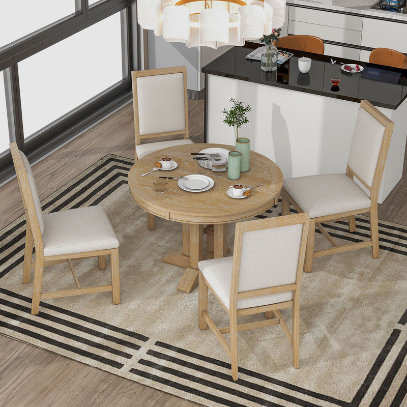 Bideford 58 L x 42 W Dining Set Color: Natural Wood