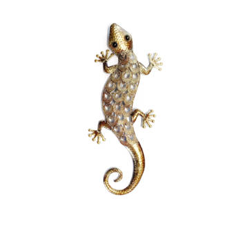 Novica Marco Polo Spying Gecko Unique Steel Lizard Wall Decor