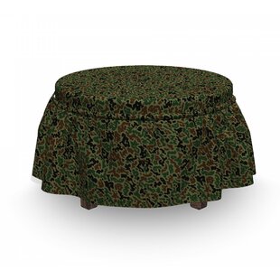 Camouflage Forest Motif 2 Piece Box Cushion Ottoman Slipcover Set By East Urban Home