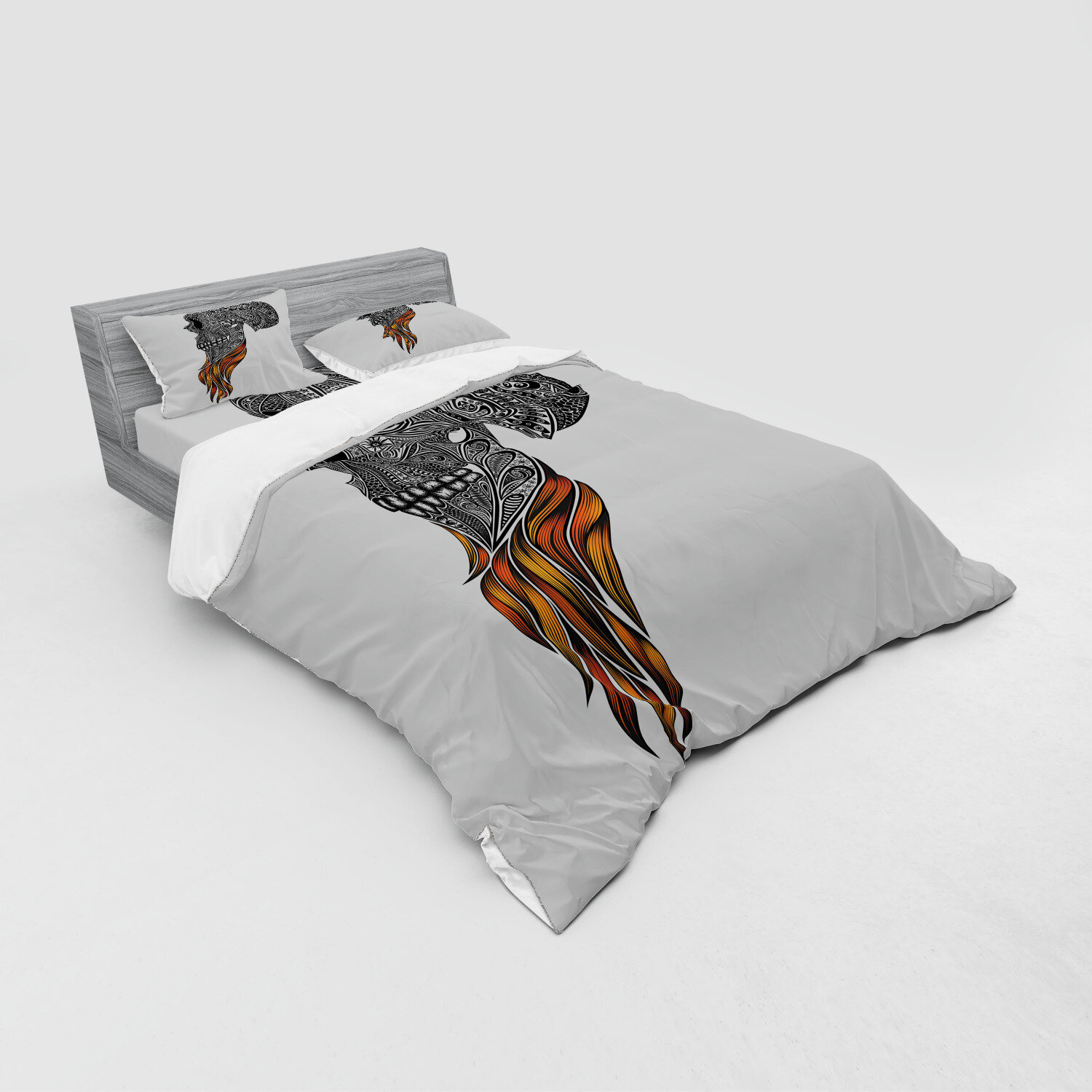 East Urban Home Indie Skull With Ornaments And Beards Punk Duvet