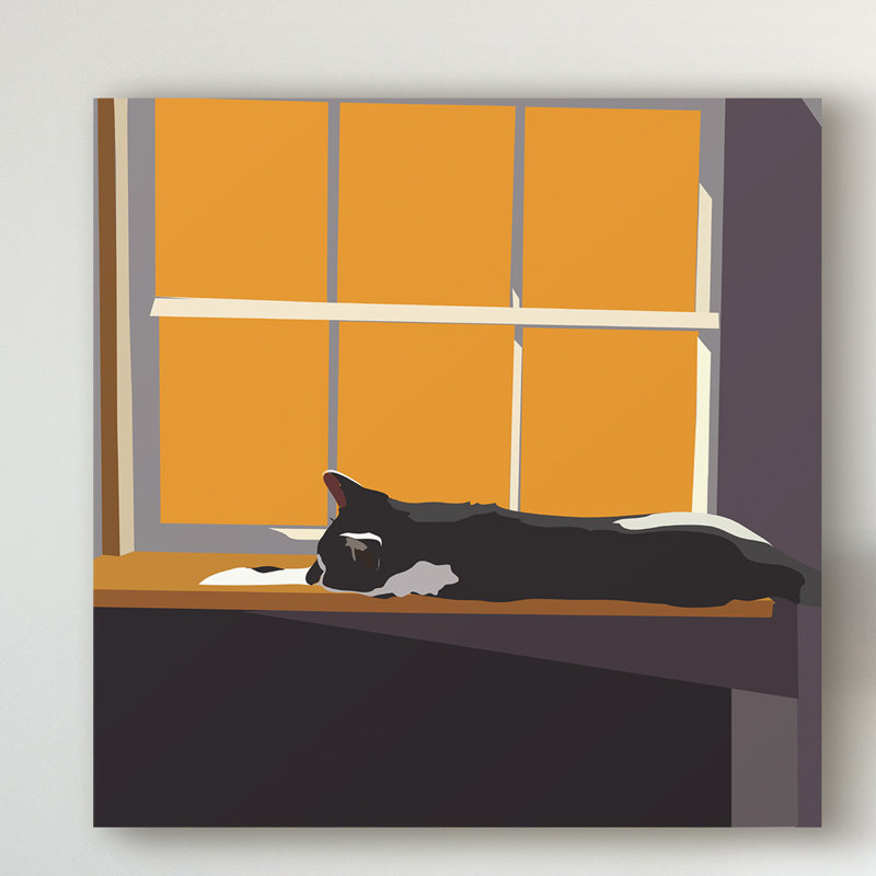 East Urban Home Cat On A Window Sill Ii Graphic Art Print On Wrapped Canvas Wayfair