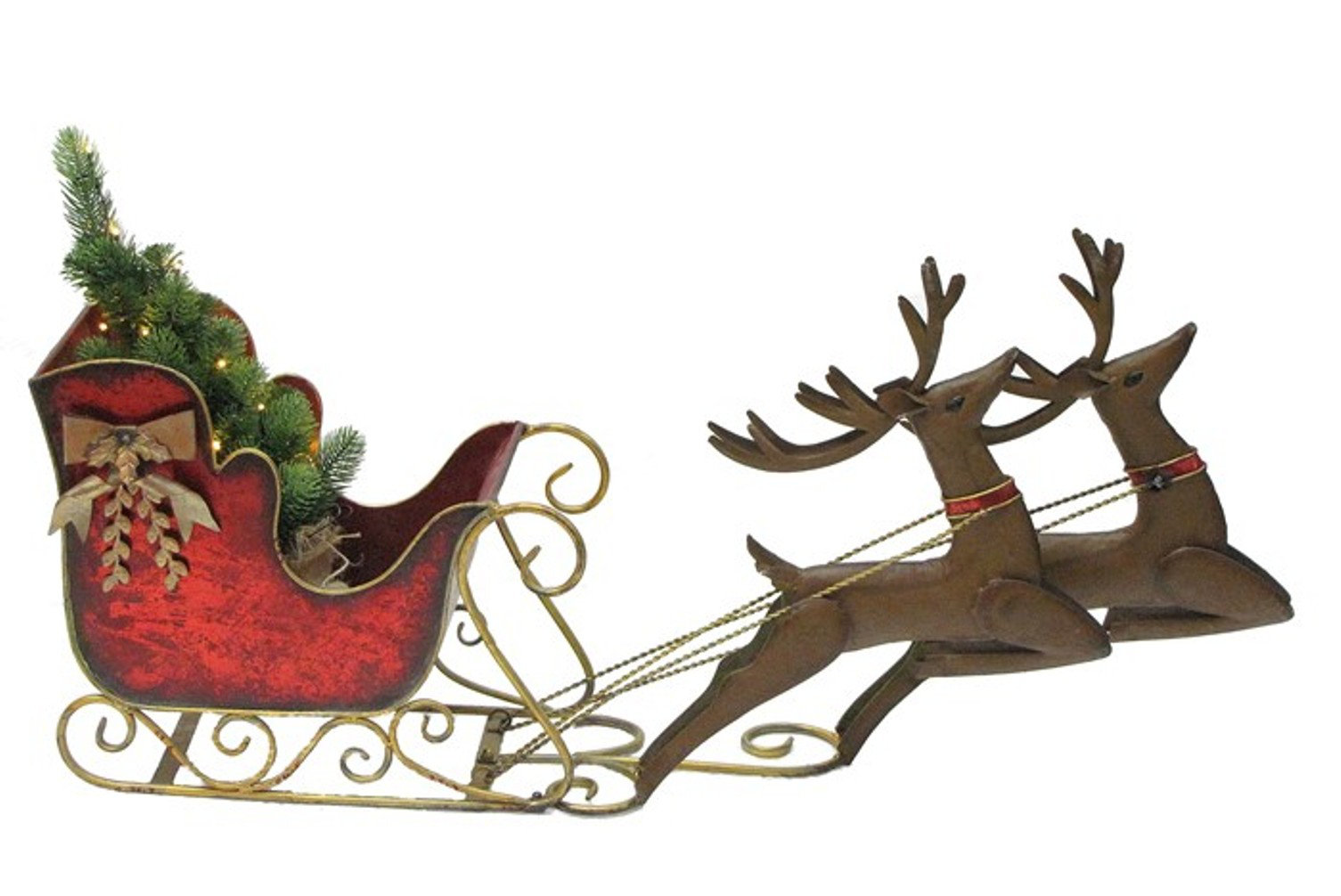 The Holiday Aisle Small Christmas Sleigh With Reindeer Wayfair