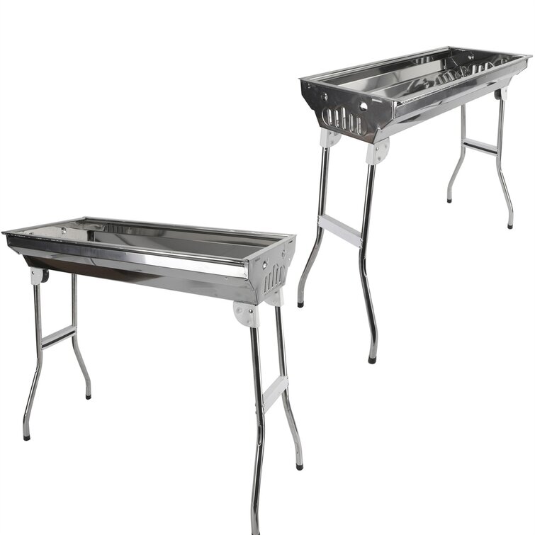 41/" x 13/" Stainless Steel Folding Portable Charcoal Barbecue BBQ Grill