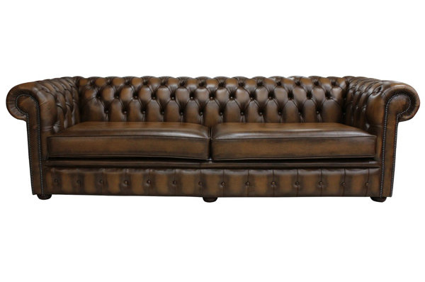 Jillian Genuine Leather 4 Seater Chesterfield Sofa