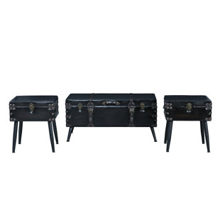 Armida Faux Leather Upholstered Living Room 3 Piece Coffee Table Set