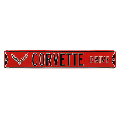 Car Brand Wall D&Atilde;cor AuthenticStreetSigns Car Brand Corvette Drive C7Red