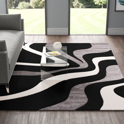 Alyta Abstract Black White Area Rug