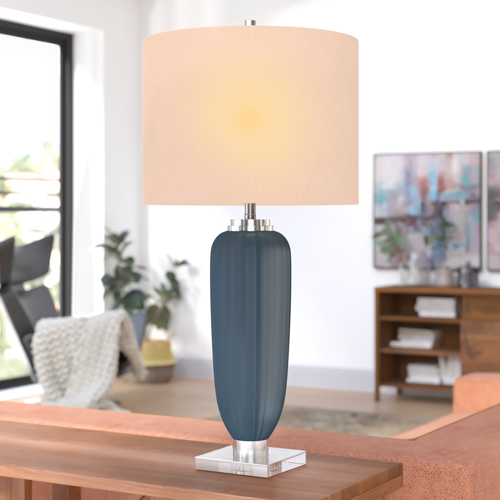 ribbed glass table lamp