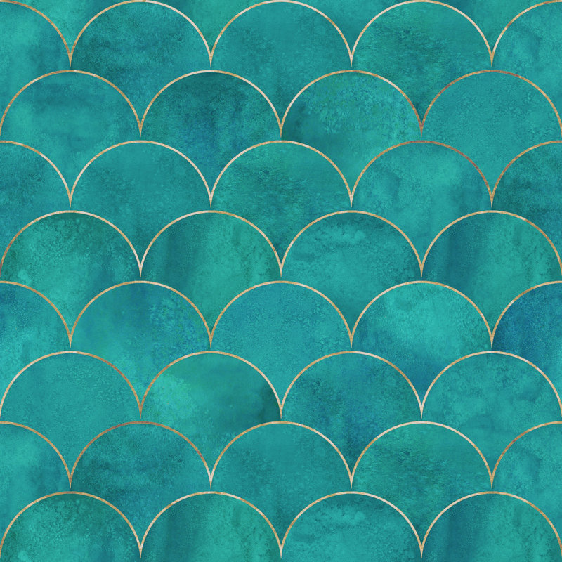 Mercer41 Goncalves Mermaid Fish Scale Wave 10 L X 24 W Peel And