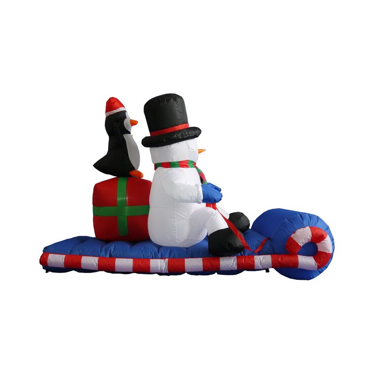 Blow Up Decoration for Outdoor Indoor Garden Lawn Yard Christmas Decoration 6FT Christmas Inflatable Snowman with Penguin and Gift,LED Light up Xmas Decor