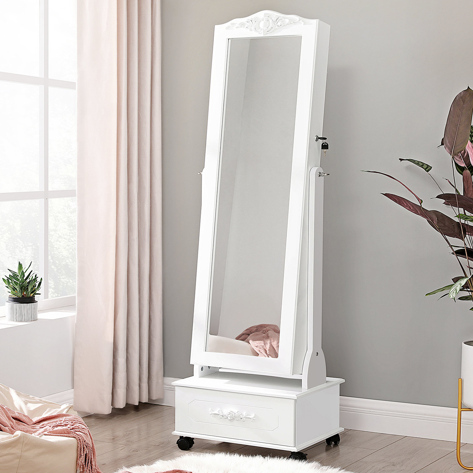 Tomaso 17.7'' Wide Hand Painted Jewelry Armoire with Mirror Tomaso 17.7'' Wide Hand Painted Jewelry Armoire with Mirror