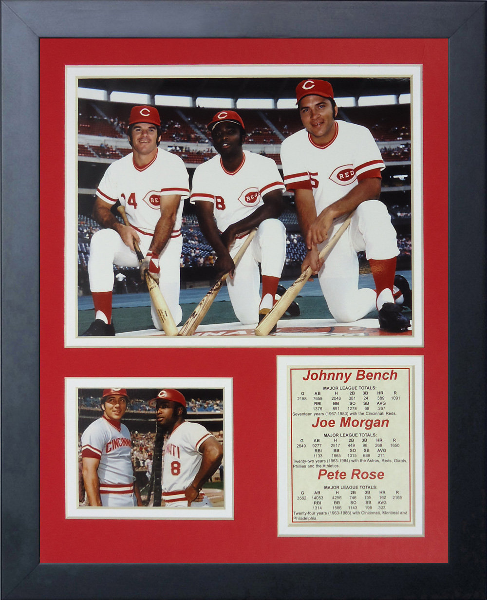 Legends Never Die Johnny Bench Joe Morgan And Pete Rose Framed
