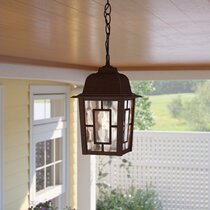 Burnished Bronze And Clear Seedy Glass Exterior Hanging Light $555 