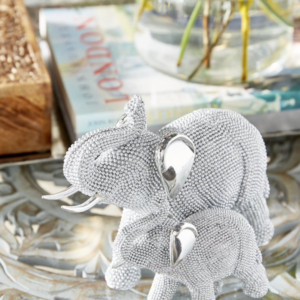Large Resin Silver/Grey Elephant Wild Safari Animal Vivid Arts Garden Ornament 