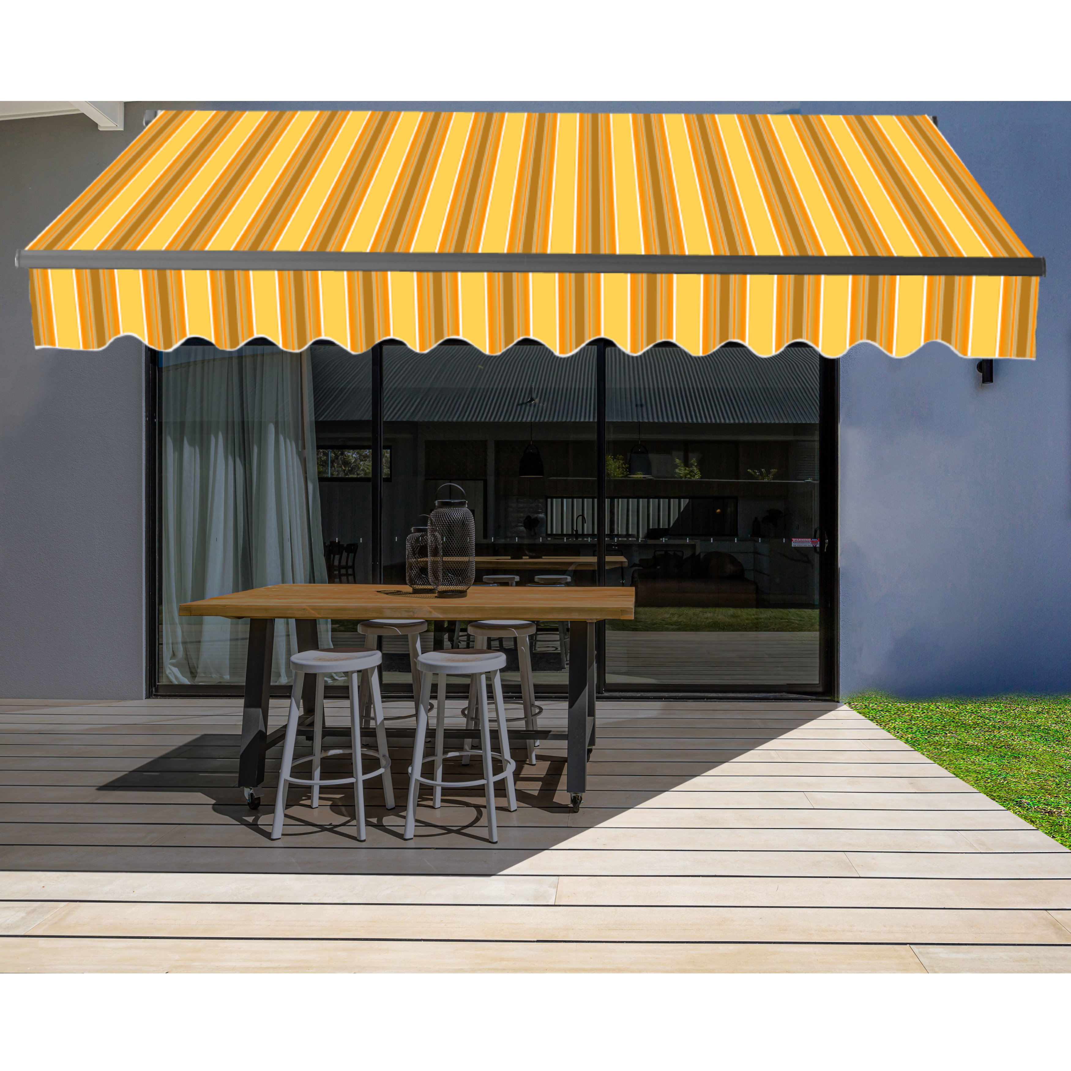 Aleko Motorized Retraction Slope Patio Awning In Yellow Wayfair