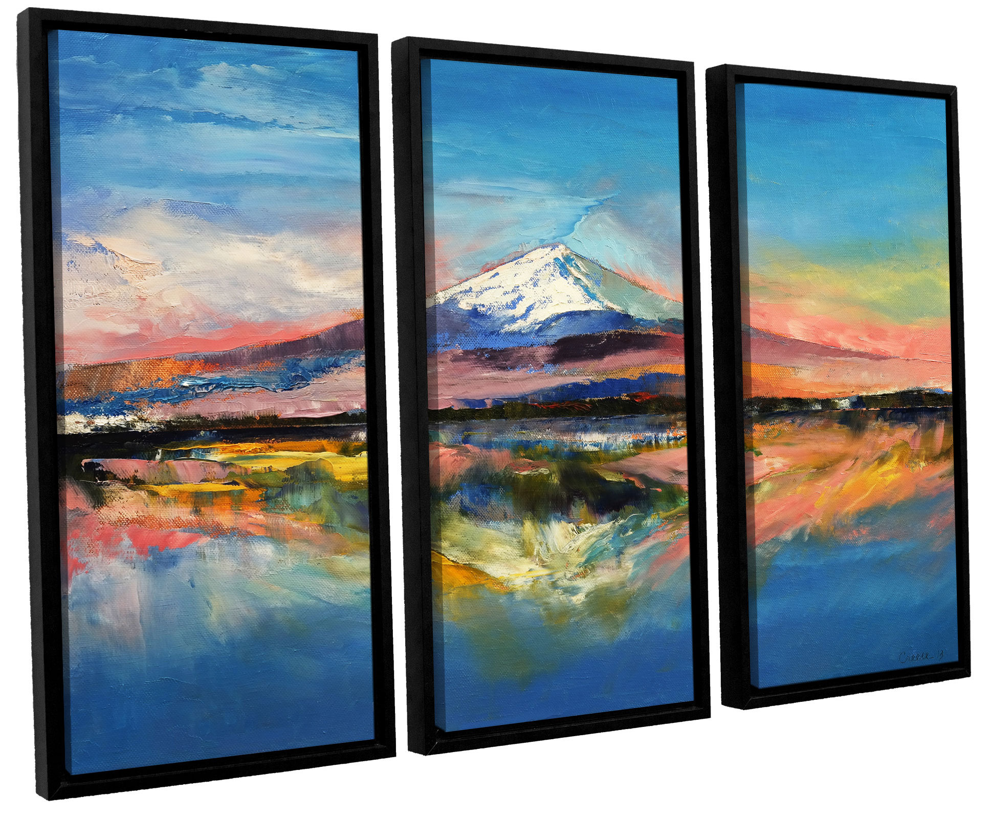 Bungalow Rose Mount Fuji 3 Piece Framed Painting Print On Canvas Set Wayfair