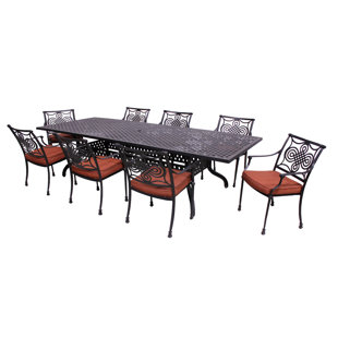 Go to store & view more images Laux 9 Piece Dining Set with Sunbrella Cushions by Bloomsbury Market