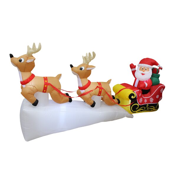 The Holiday Aisle Santa Claus Reindeer Sleigh Christmas Inflatable ...