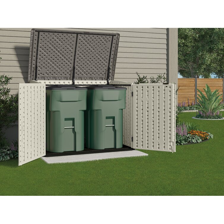 Resin Outdoor 2-Container 5 ft. 10 in. W x 3 ft. 8 in. D Plastic Horizontal Garbage Storage Shed