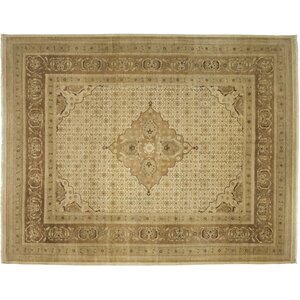 One-of-a-Kind Oushak Hand-Knotted Beige Area Rug
