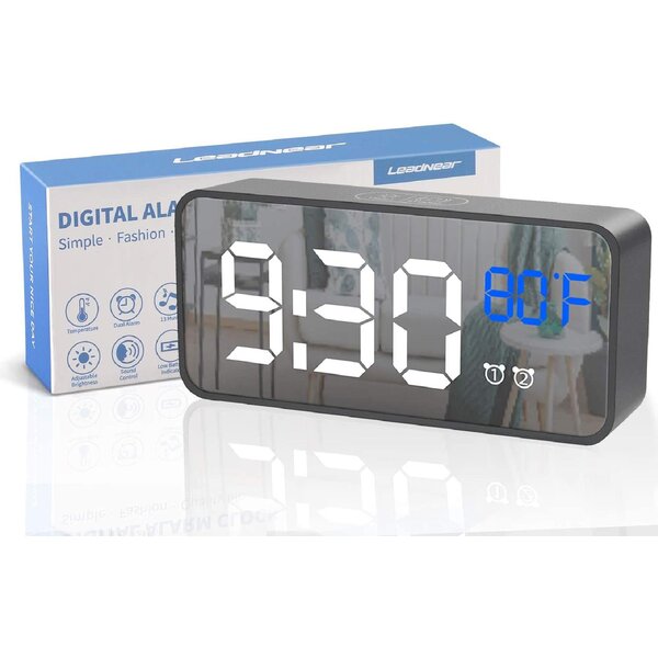 USB/Battery Mirror Surface Digital Electronic Alarm Clock Temperature Meter 