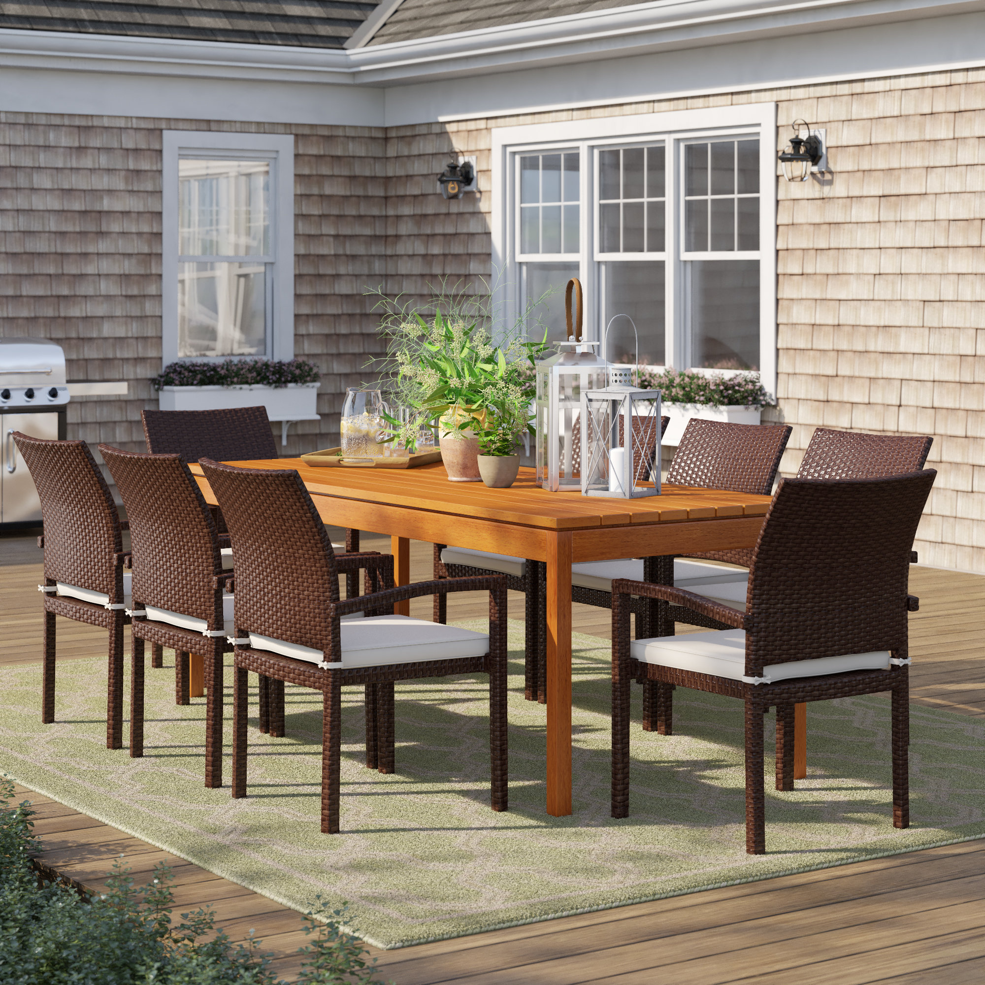Sol 72 Outdoor Brighton 9 Piece Dining Set With Cushions Wayfair