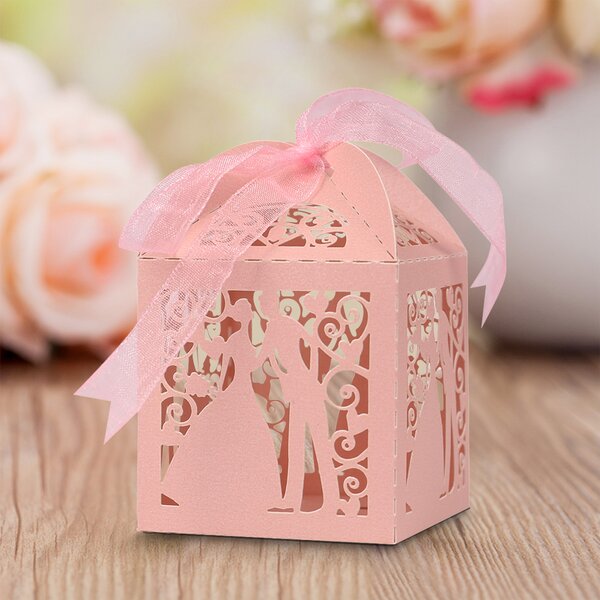100 Bride and Groom Wedding Favour Candy Boxes Sweets Gift For Guest With Ribbon 