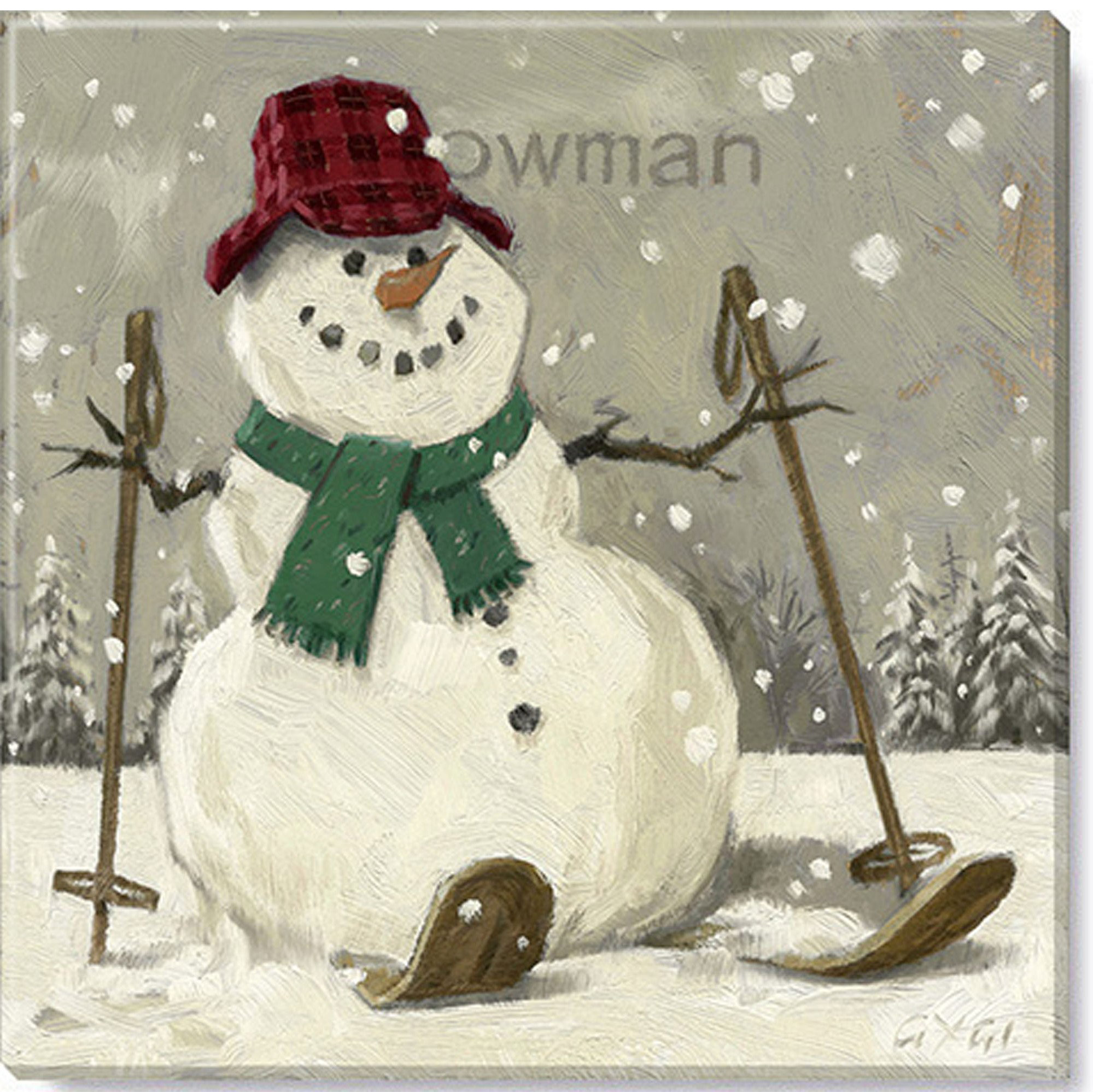 Darren Gygi Home Collection Snowman On Skis Sepia by Darren Gygi