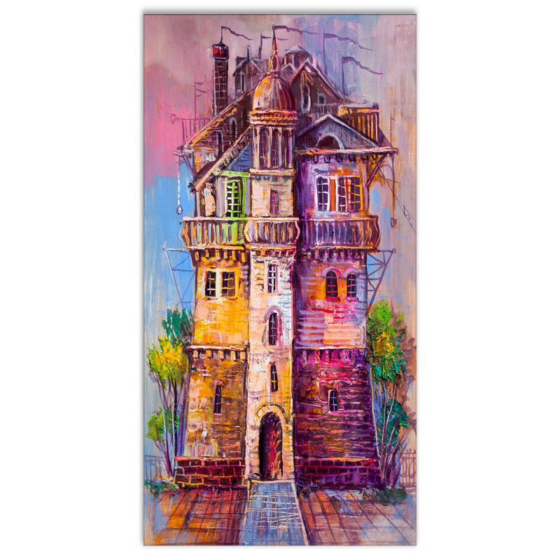 East Urban Home Cityscapes Colorful Ancient Castle Oil Painting