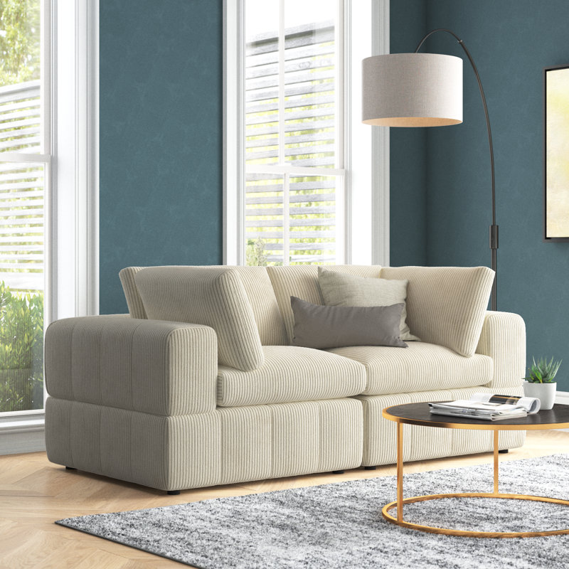 *incomplete,missing arms* *2 boxes total* Aronas 79" Corduroy Square Arm Loveseat Upholstery Color: Beige