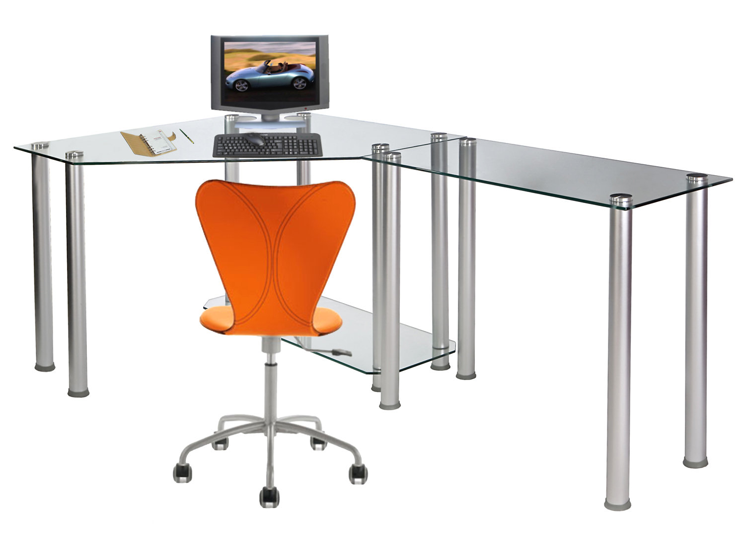 Orren Ellis Liloh Glass Corner Desk & Reviews Wayfair