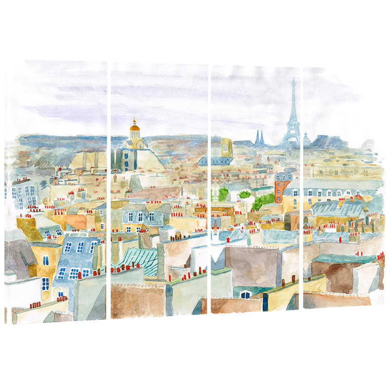 Designart City Of Paris Cityscape 4 Piece Painting Print On Wrapped Canvas Set Wayfair