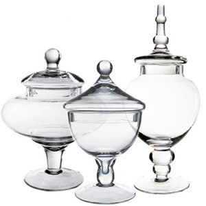 Glass Candy Buffet 3 Piece Apothecary Jar Set