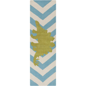 Bret Hand-Tufted Blue/White Area Rug