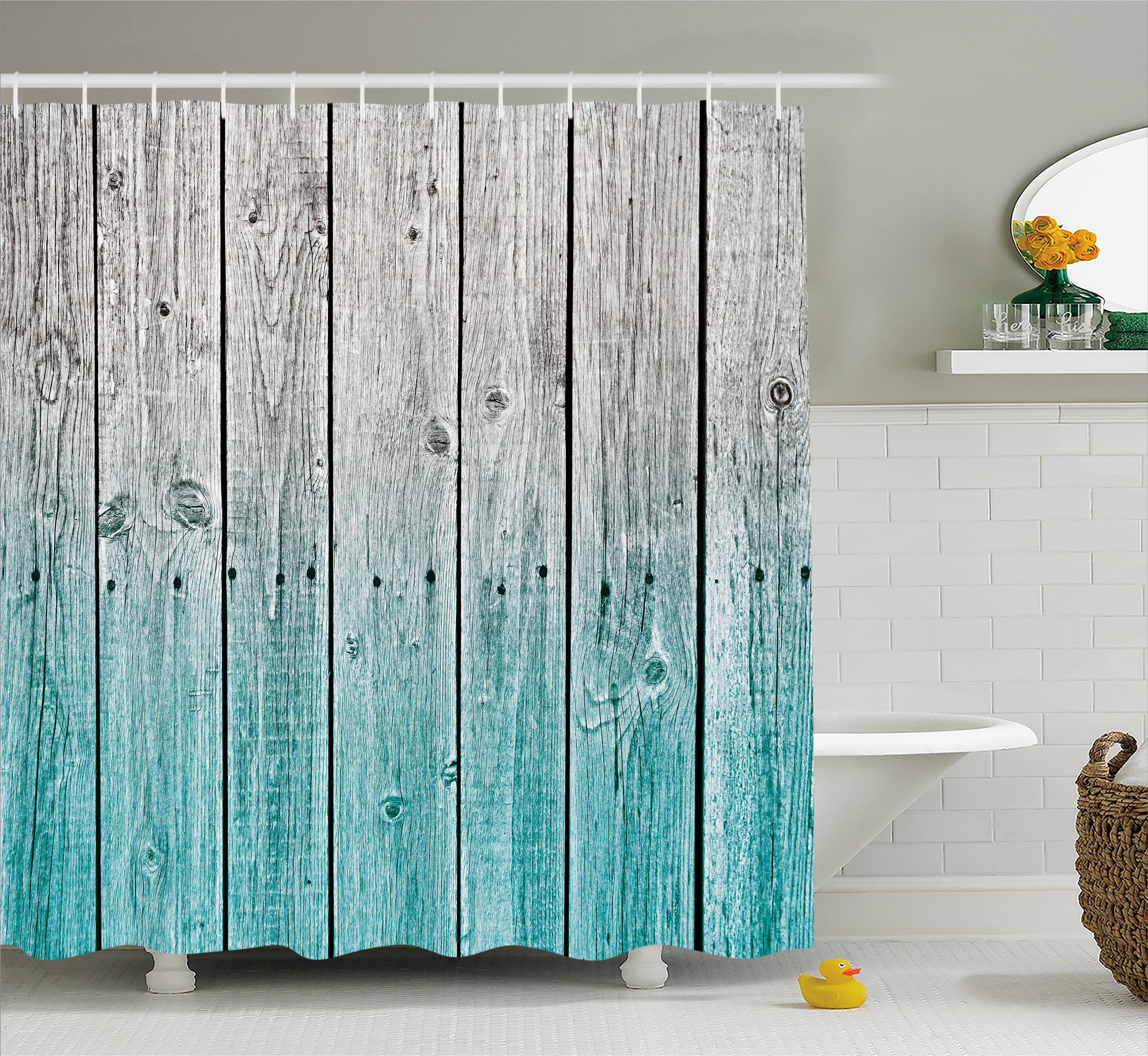 Highland Dunes Isabelle Digital Wood Panels Single Shower Curtain