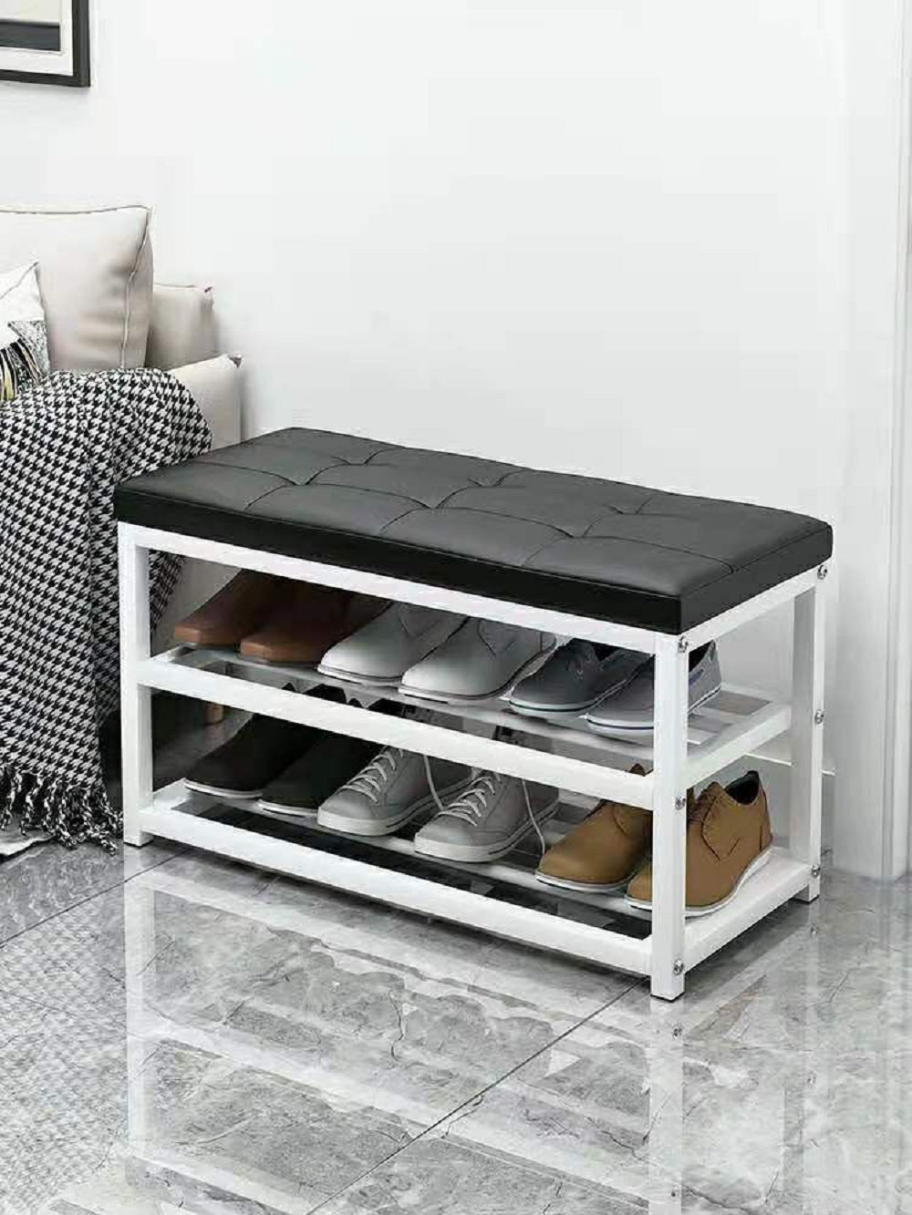 built in shoe racks for closets on Rebrilliant Premiumracks White Shoe Rack Bench Leather Seat Built Tough Modern Design Wayfair