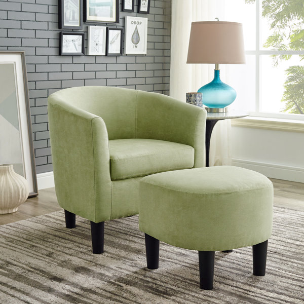 green accent chair with ottoman
