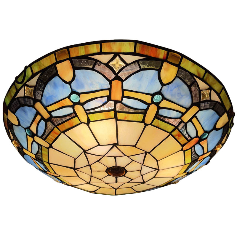 Wigston 3-Light 16" Tiffany flush mount ceiling light