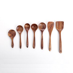 Practical Kitchen Cooking-Tools Solid Wood Teak Spoons Spatula Wooden Utensils 