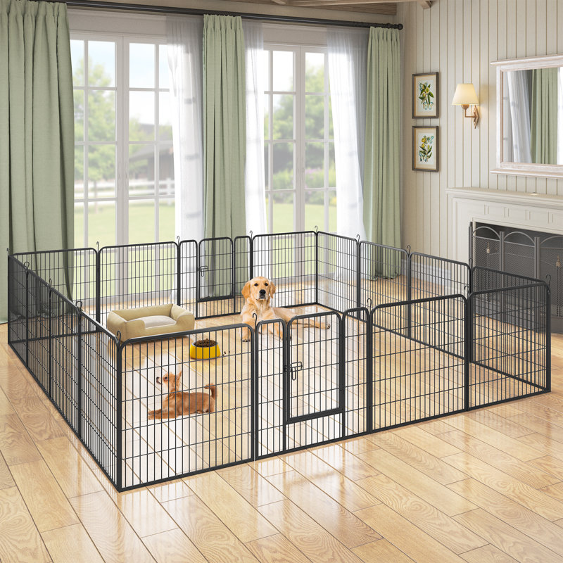 32'W x 24/32/40"H 16 Panel Outdoor Indoor Heavy Duty Dog Pens Pet Fence with 2 Doors Size: 31.5" H