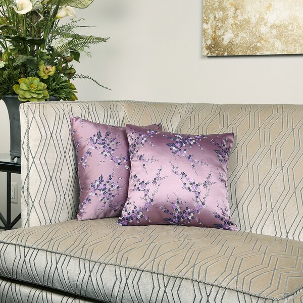 Red Barrel Studio® Brocade Throw Pillow, Mauve Pink Cherry Blossom | Wayfair